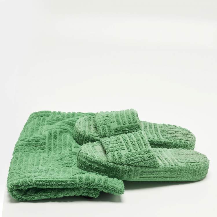 Pre Owned Bottega Veneta Resort Sponge Size 39 Green Fabric Flats