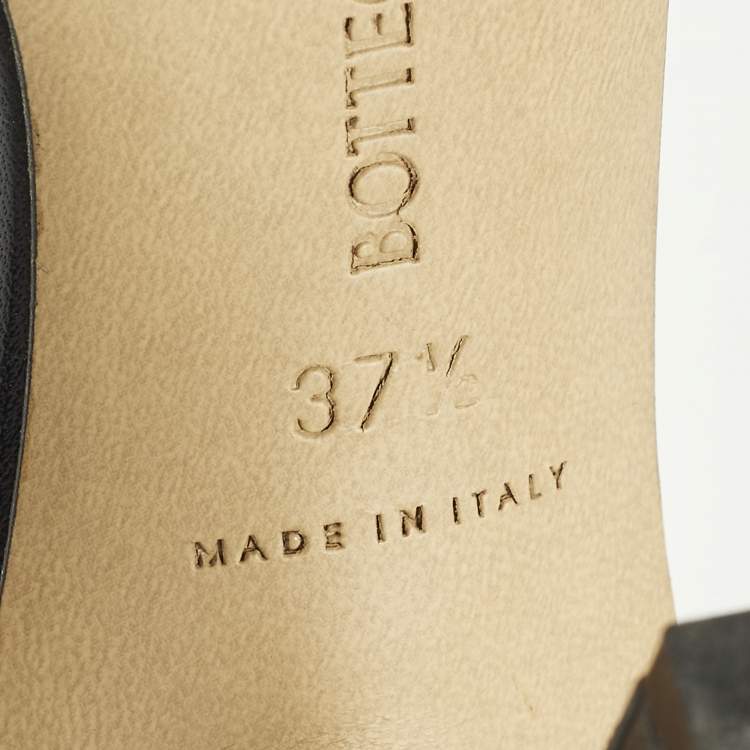 Pre Owned Bottega Veneta Strech Size 37.5 Black Leather Slide Sandals