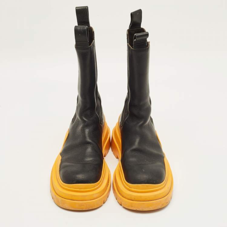 Pre Owned Bottega Veneta Size 39 Black Leather Chelsea Ankle Length Boots