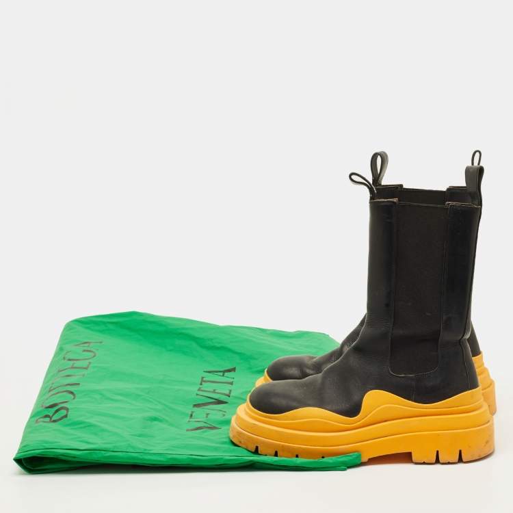 Pre Owned Bottega Veneta Size 39 Black Leather Chelsea Ankle Length Boots