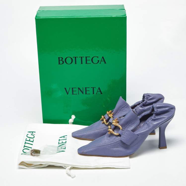 Pre Owned Bottega Veneta  Madame Size 38 Purple Leather Pumps
