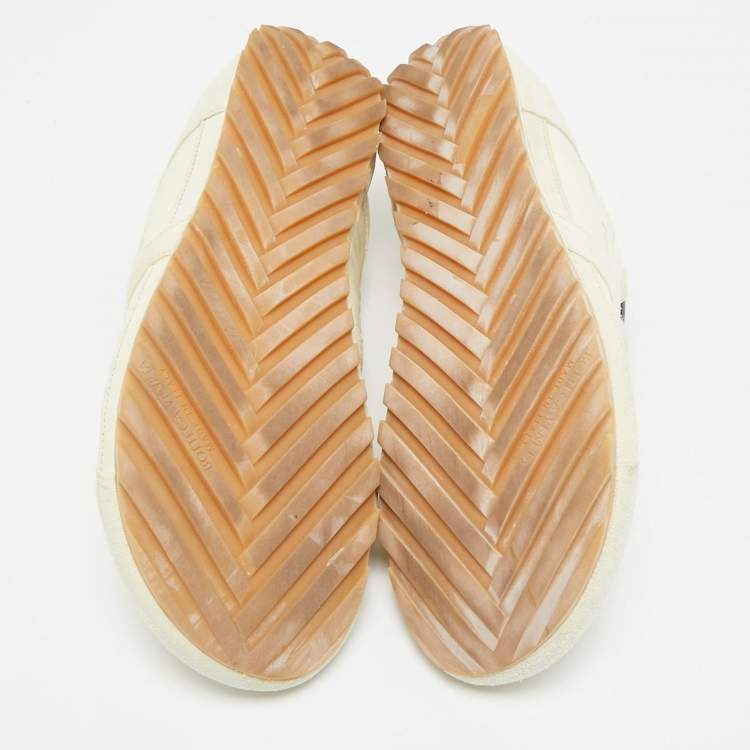 Pre Owned Bottega Veneta Orbit Flash Size 40 Cream Nylon and Suede Lace Up Sneakers