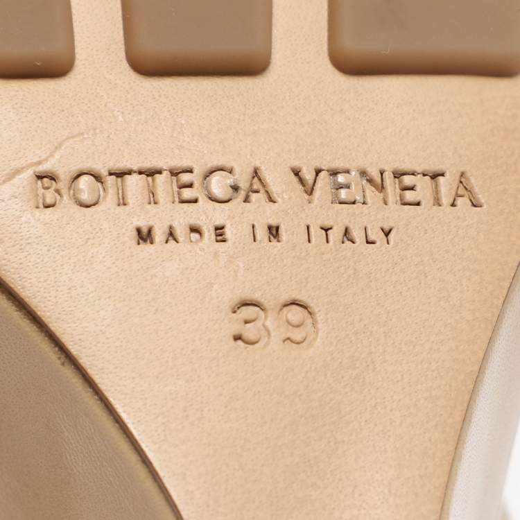 Pre Owned Bottega Veneta Stretch Size 39 Beige Leather Ankle Strap Sandals