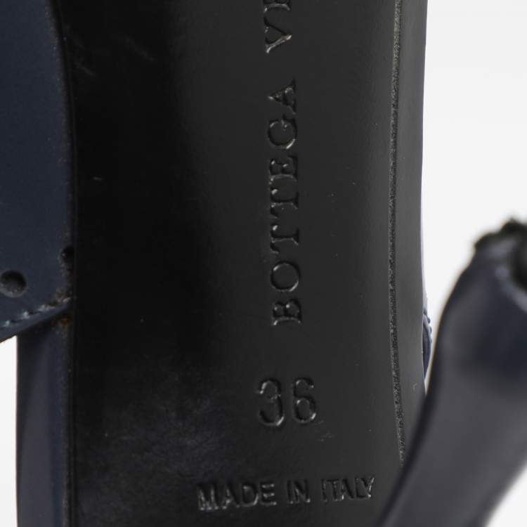 Pre Owned Bottega Veneta Size 36 Blue Leather Slingback Pumps