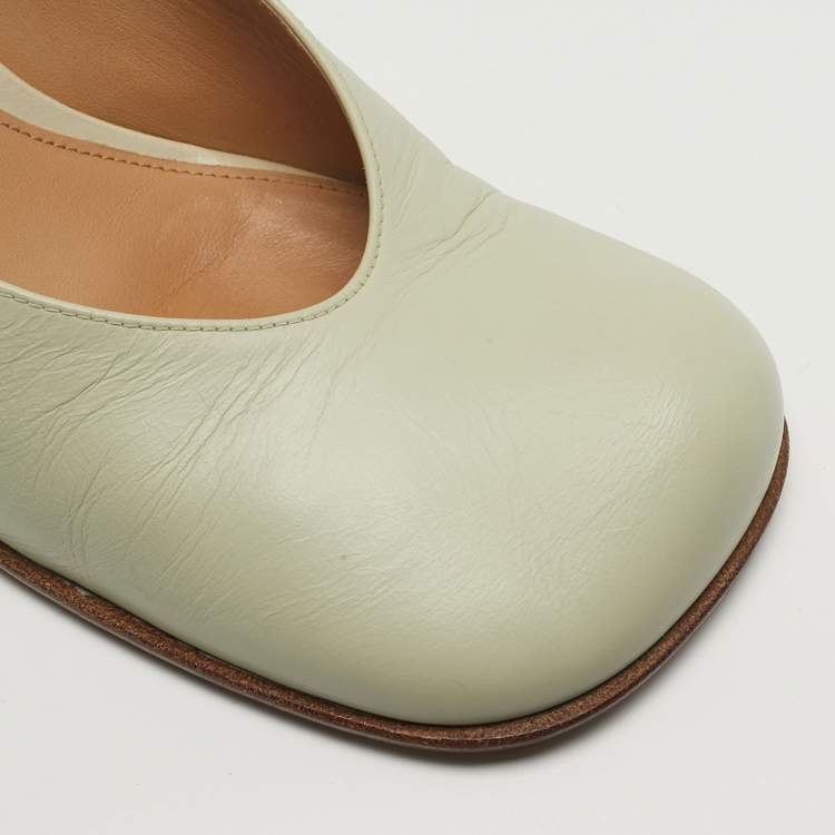 Pre Owned Bottega Veneta Size 39 Grey Leather Square Pumps