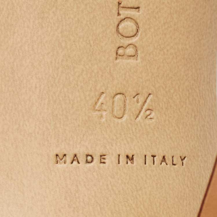 Pre Owned Bottega Veneta Stretch Size 40.5 Beige Leather Slide Sandals