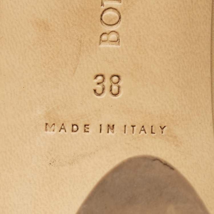 Pre Owned Bottega Veneta Size 38 Beige Leather Band Slide Sandals