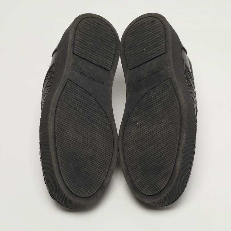 Pre Owned Bottega Veneta Size 35 Black Intrecciato Leather Slip On Sneakers