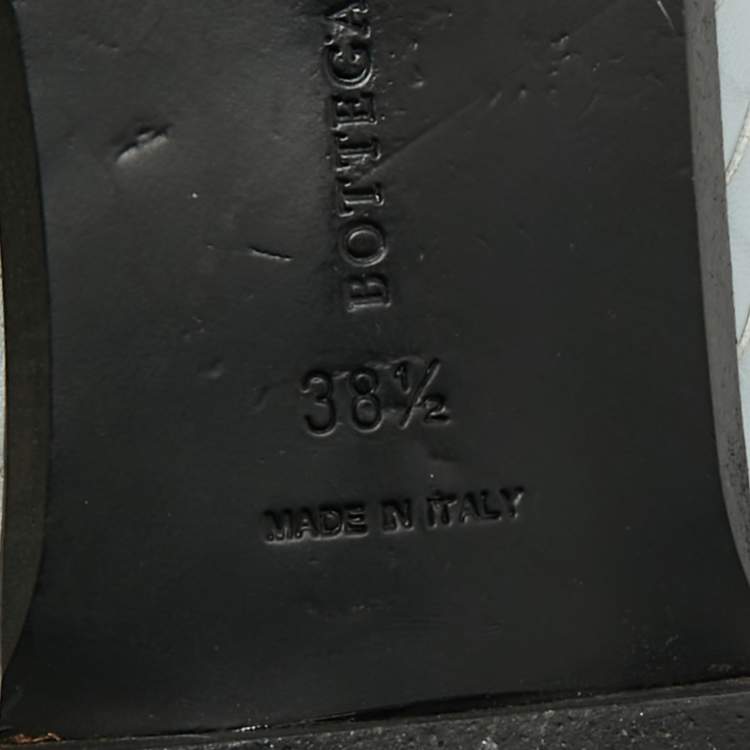 Pre Owned Bottega Veneta Fiandra Size 38.5 Grey Intrecciato Leather Flat Mules