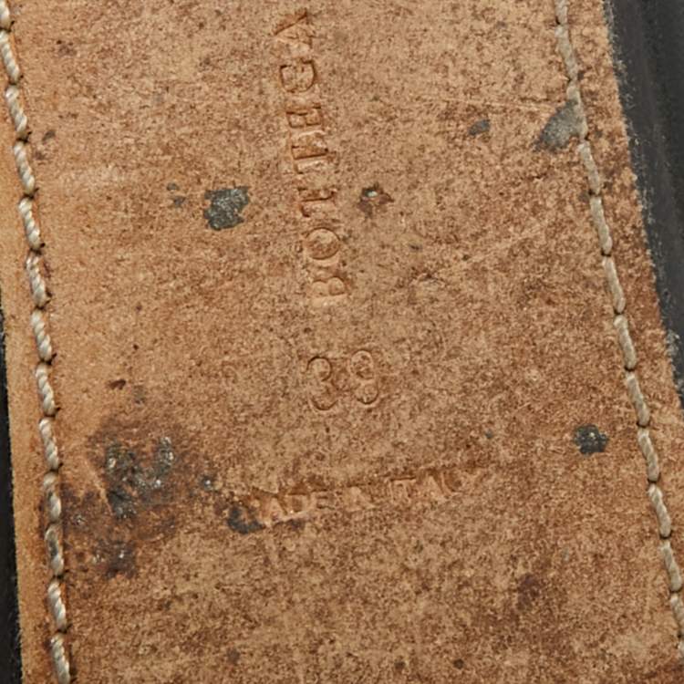 Pre Owned Bottega Veneta Size 39 Metallic Intrecciato Leather Flat Mules