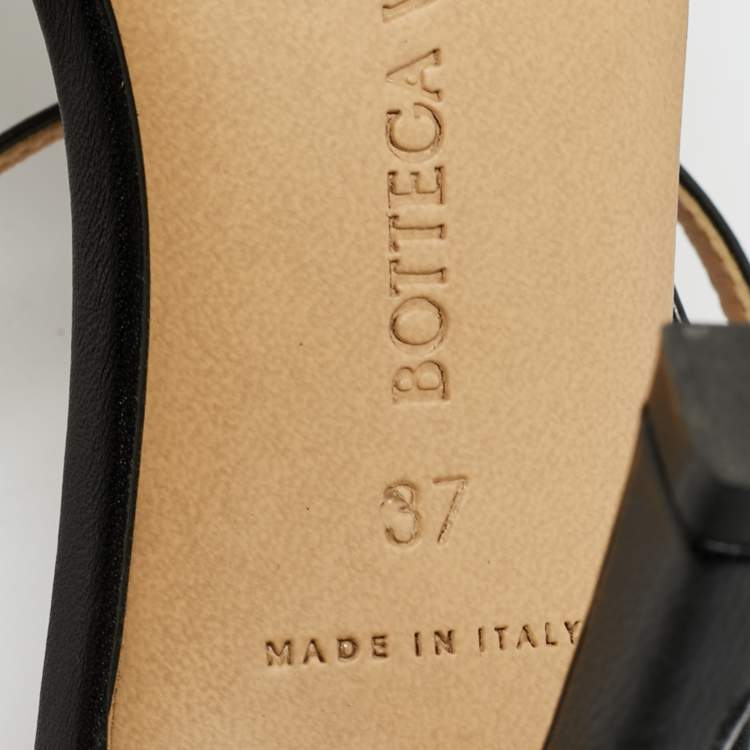 Pre Owned Bottega Veneta Stretch Size 37 Black Leather Ankle Strap Sandals