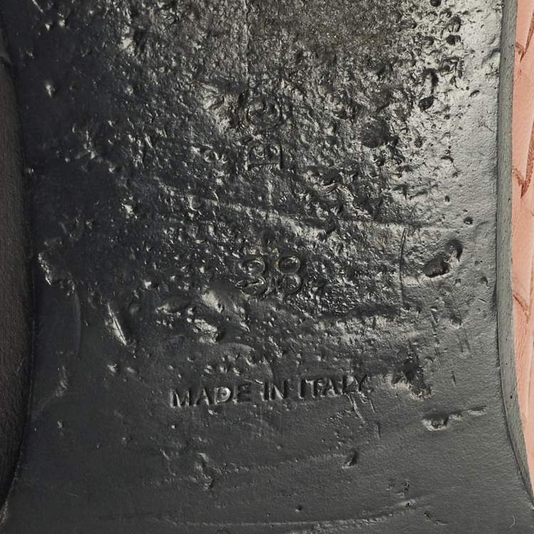 Pre Owned Bottega Veneta Size 38 Orange Intrecciato Leather Smoking Slippers