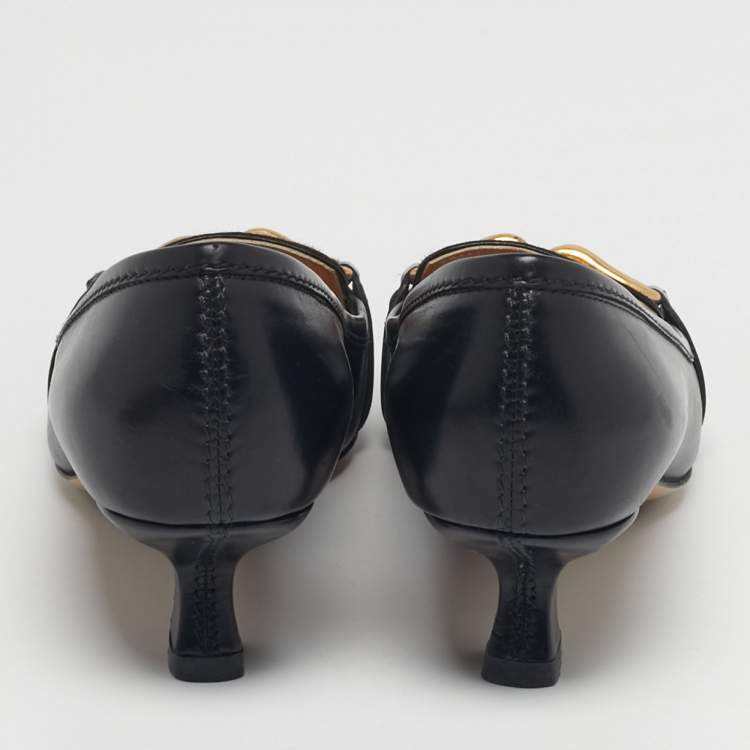 Pre Owned Bottega Veneta Loved Madame Size 35 Black Calf Hair and Leather Loafer Pumps