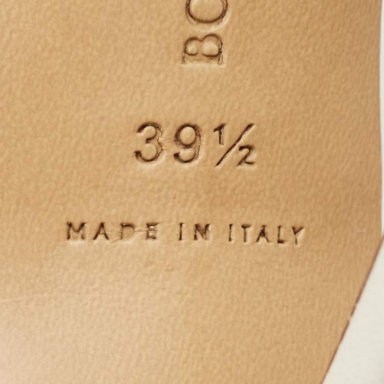 Pre Owned Bottega Veneta Lido Size 39.5 White Intrecciato Leather Slide Sandals