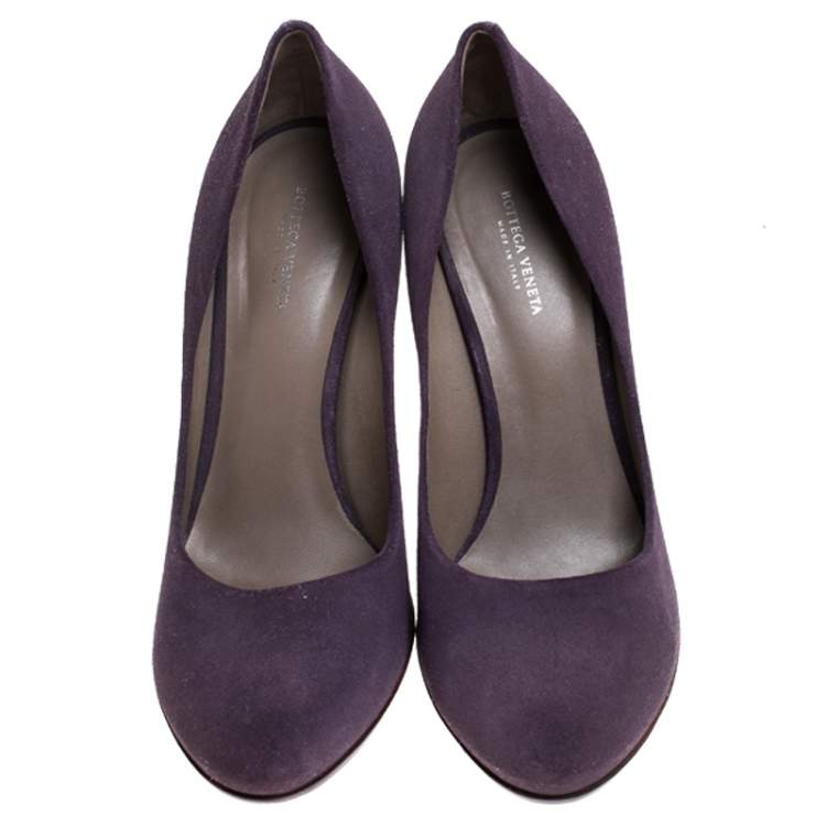 Pre Owned Bottega Veneta Purple Suede Platform Pumps Size 38.5