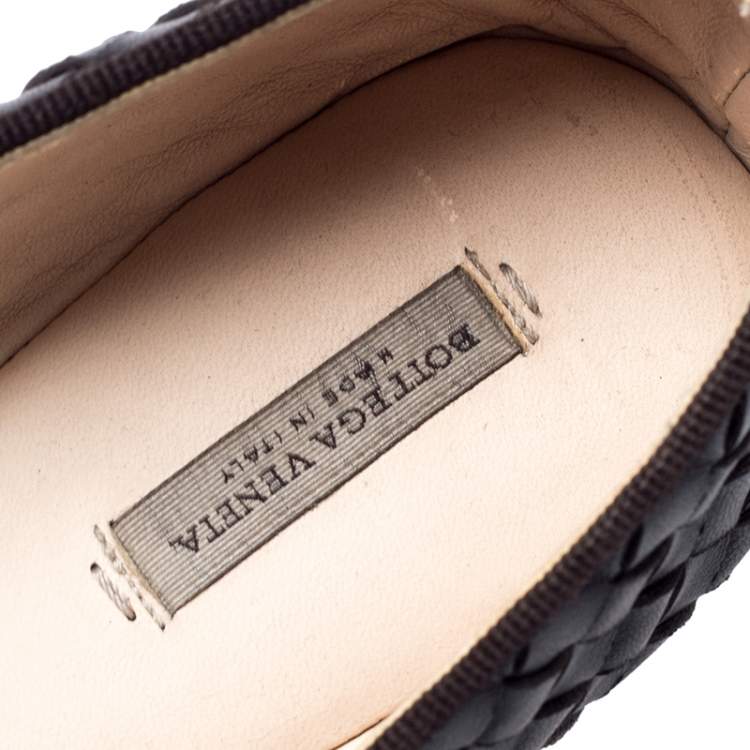 Pre Owned Bottega Veneta Brown Intrecciato Leather Ballet Flats Size 37