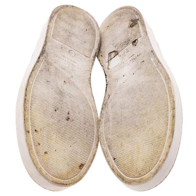 Pre Owned Bottega Veneta White Intrecciato Leather Slip-On Sneakers Size 42