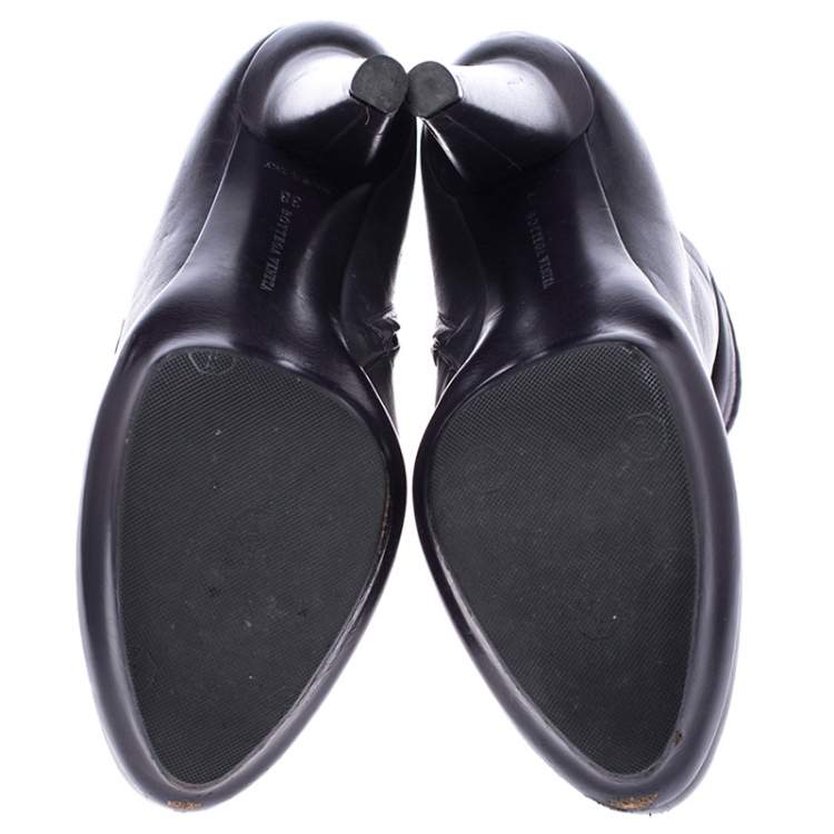 Pre Owned Bottega Veneta Purple Leather Ankle Boots Size 38