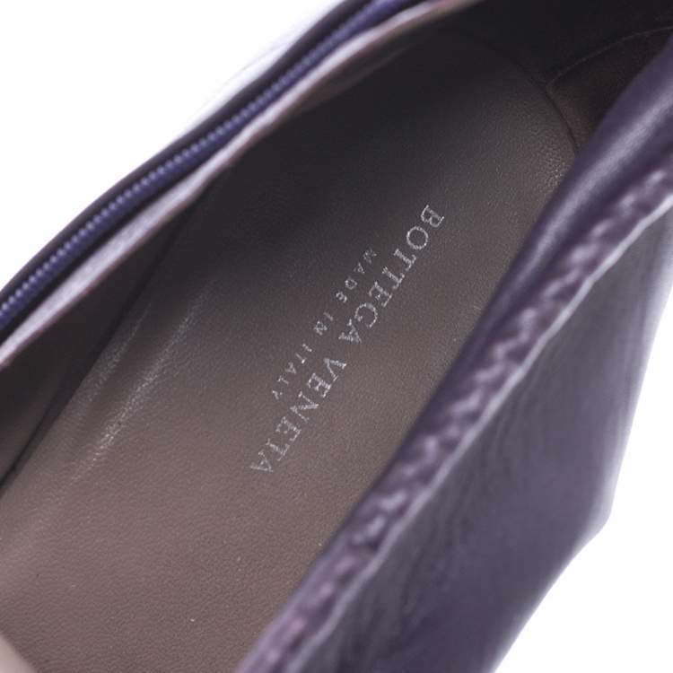 Pre Owned Bottega Veneta Purple Leather Ankle Boots Size 38
