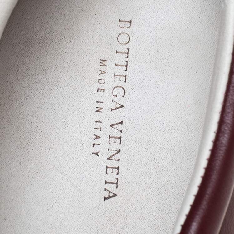 Pre Owned Bottega Veneta Burgundy Intrecciato Leather Dodger Slip On Sneakers Size 38