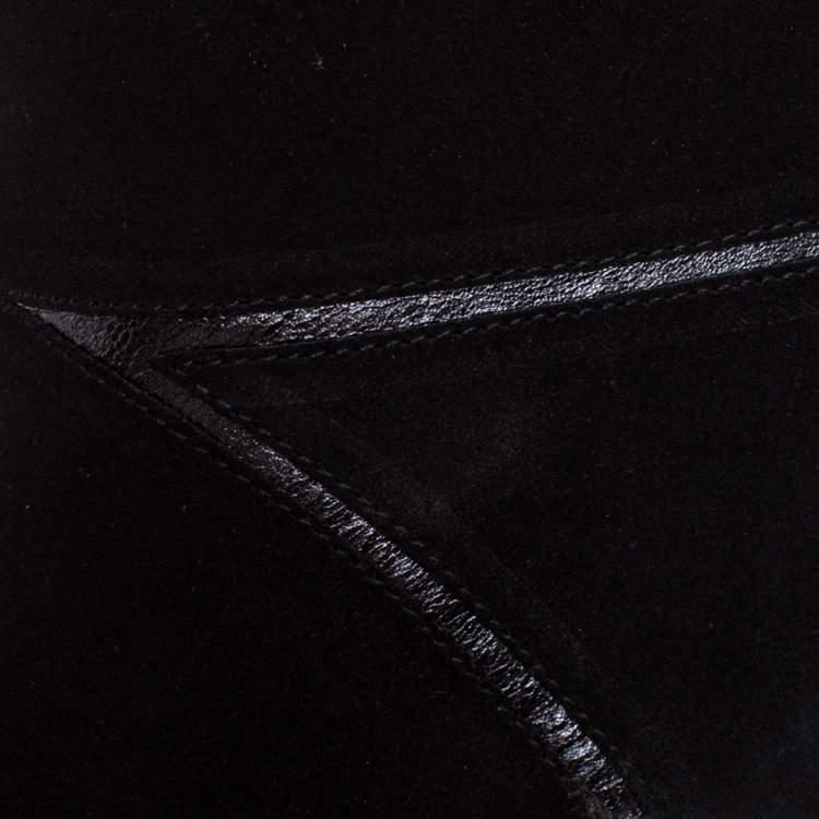 Pre Owned Bottega Veneta Black Suede Knee High Boots Size 40.5
