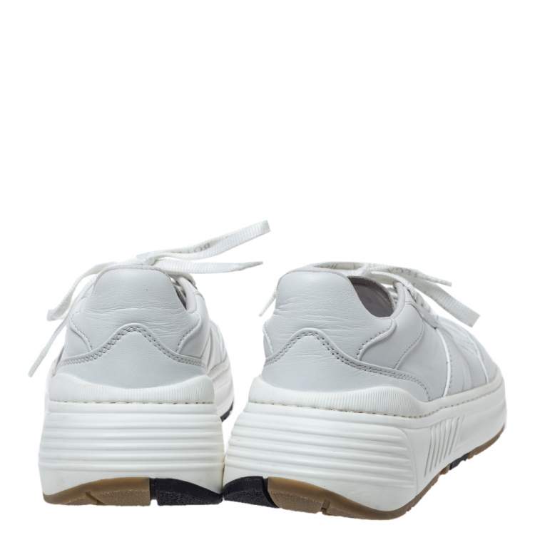 Pre Owned Bottega Veneta White Leather Speedster Sneakers Size 37