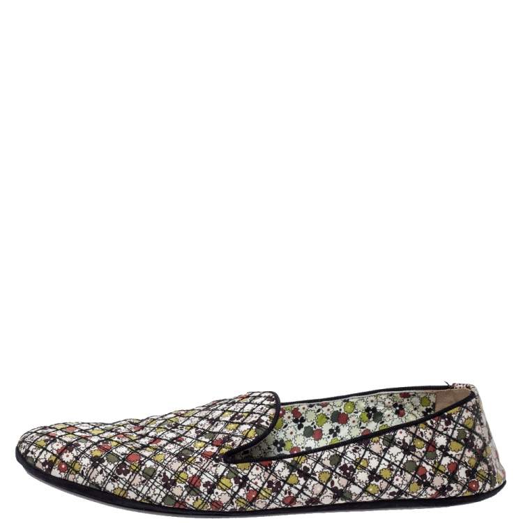 Pre Owned Bottega Veneta Floral Print Fabric Smoking Slippers Size 39
