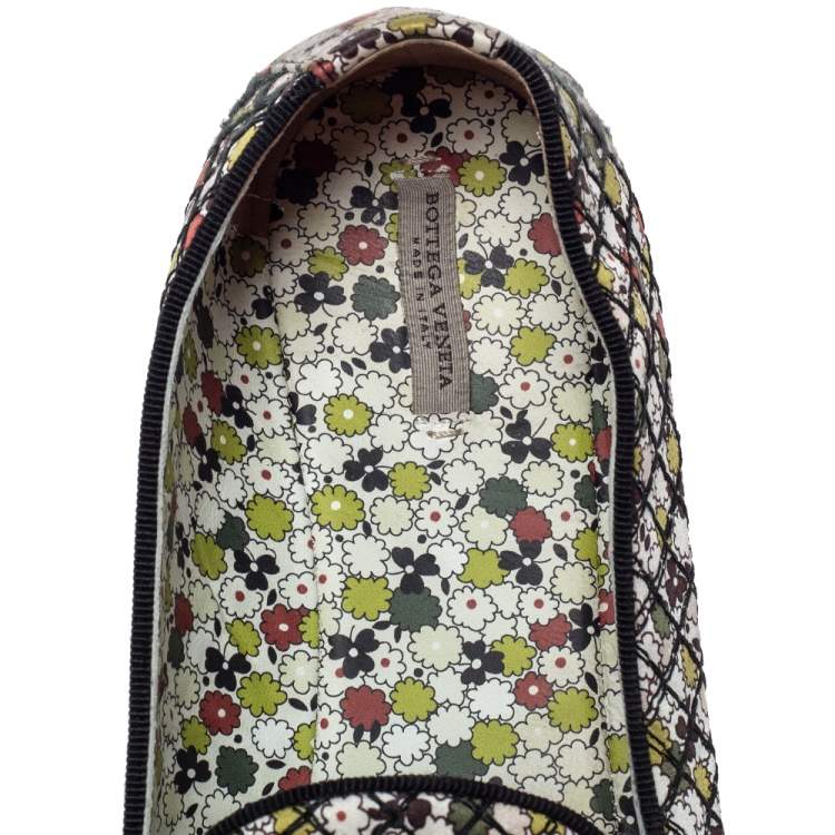 Pre Owned Bottega Veneta Floral Print Fabric Smoking Slippers Size 39