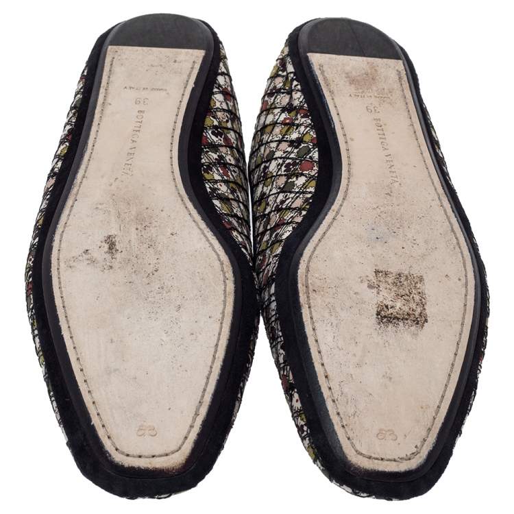 Pre Owned Bottega Veneta Floral Print Fabric Smoking Slippers Size 39