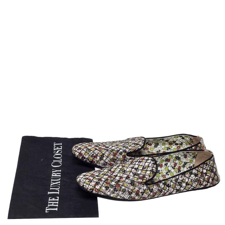 Pre Owned Bottega Veneta Floral Print Fabric Smoking Slippers Size 39