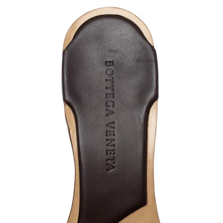 Pre Owned Bottega Veneta Brown Intrecciato Leather Open Toe Sandals Size 38