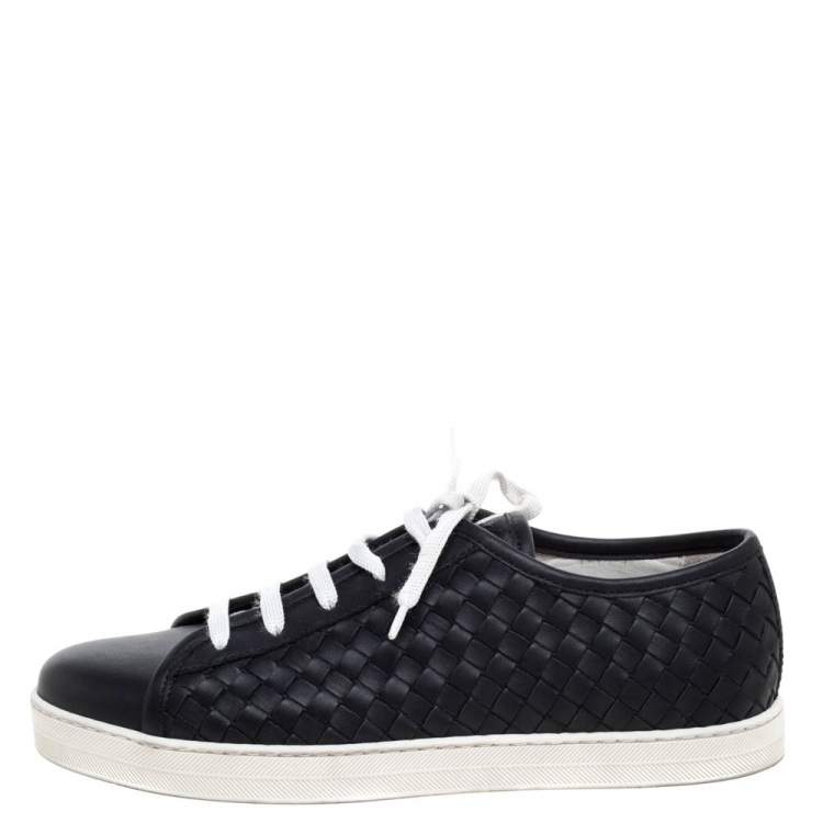Pre Owned Bottega Veneta Black Intrecciato Leather Running Low Top Sneakers Size 39