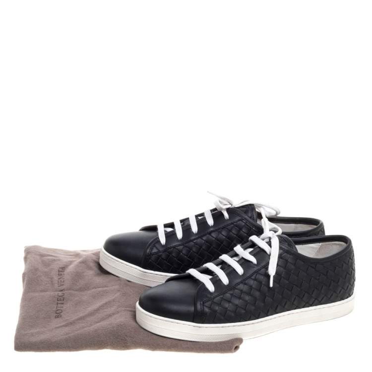 Pre Owned Bottega Veneta Black Intrecciato Leather Running Low Top Sneakers Size 39