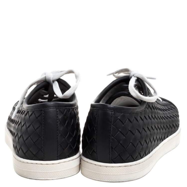 Pre Owned Bottega Veneta Black Intrecciato Leather Running Low Top Sneakers Size 39