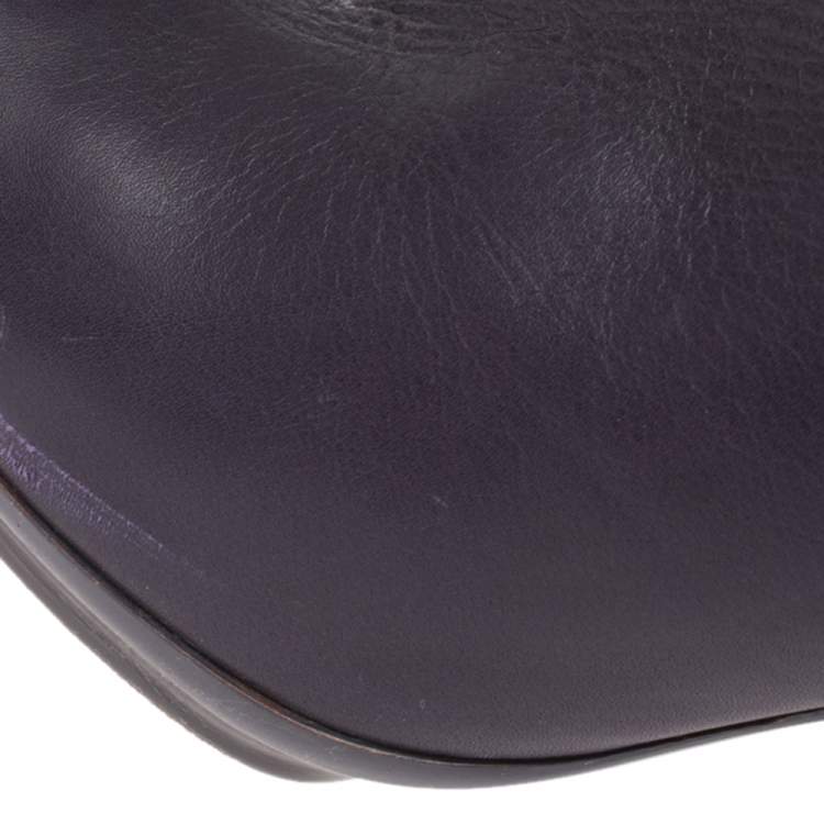 Pre Owned Bottega Veneta Purple Leather Ankle Boots Size 39