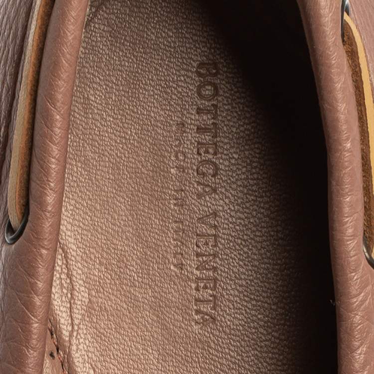 Pre Owned Bottega Veneta Pink Intrecciato Leather Bow Slip On Loafers Size 40.5