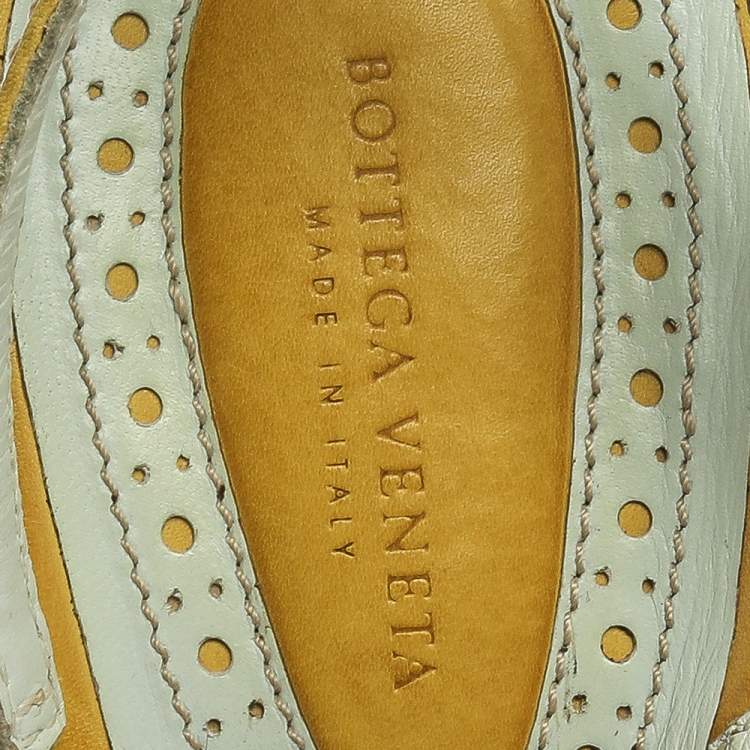 Pre Owned Bottega Veneta Yellow Intrecciato Leather Fringe Detail Open Toe Slingback Sandals Size 41
