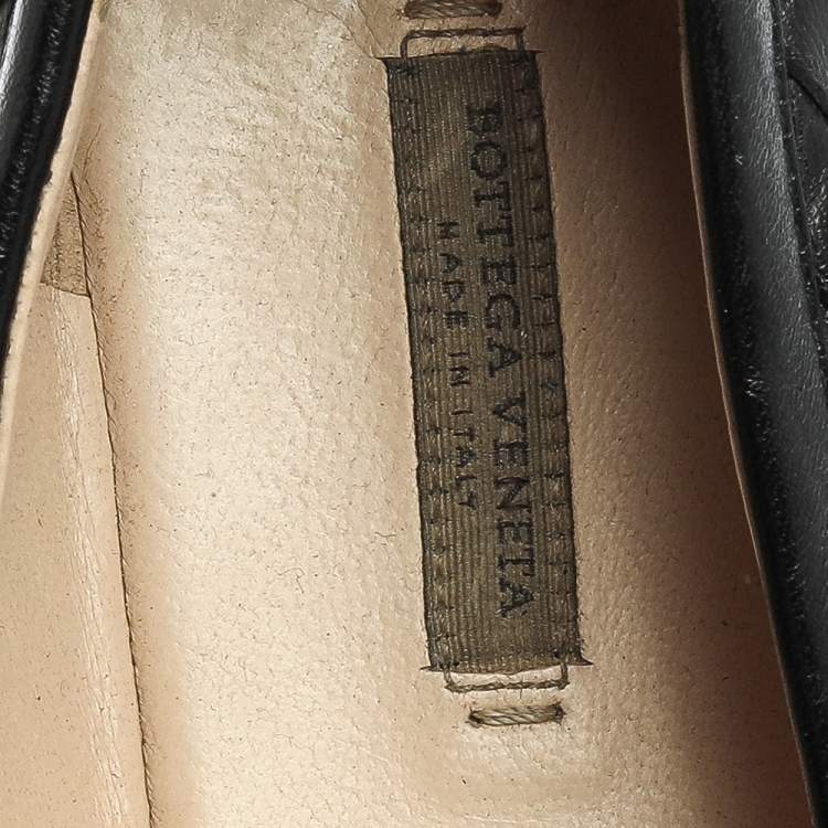 Pre Owned Bottega Veneta Black Leather Intrecciato Ballet Flats Size 39