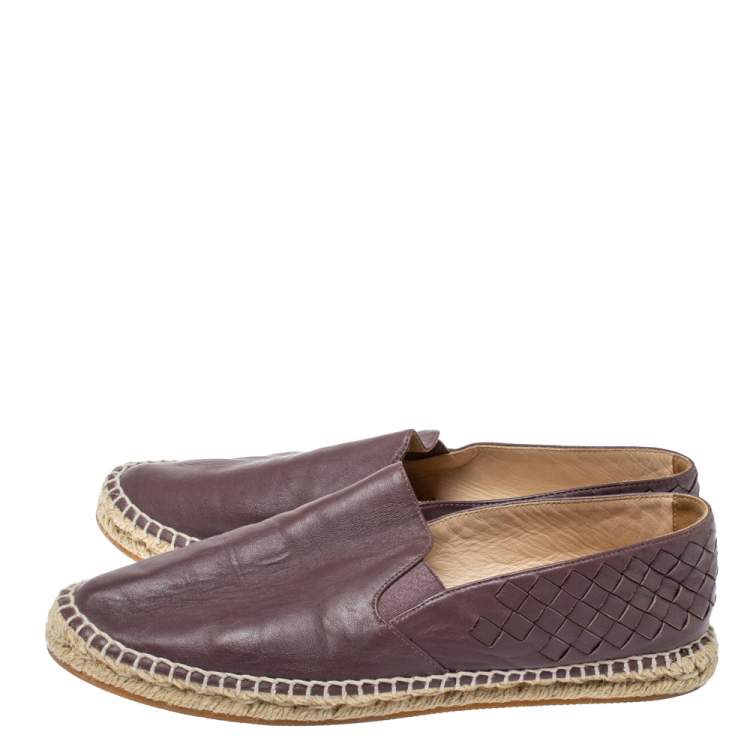 Pre Owned Bottega Veneta Brown Intrecciato Leather Espadrilles Flats Size 36