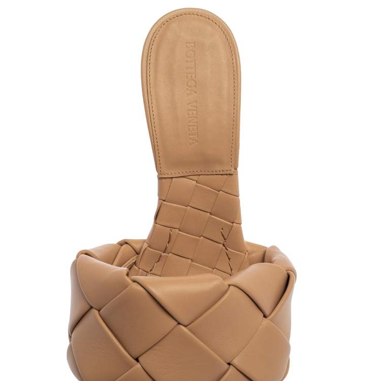 Pre Owned Bottega Veneta Beige Leather Slide Sandals Size 39.5