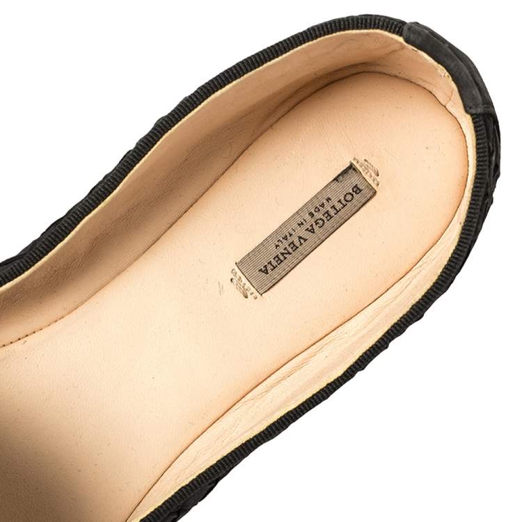 Pre Owned Bottega Veneta Black Intrecciato Leather Smoking Slippers Size 37