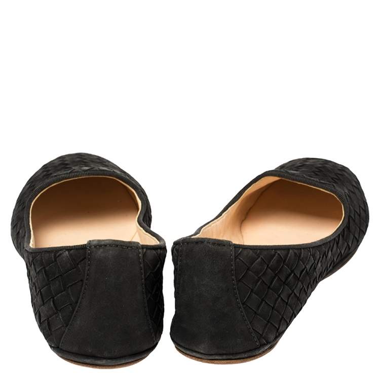 Pre Owned Bottega Veneta Black Intrecciato Leather Smoking Slippers Size 37