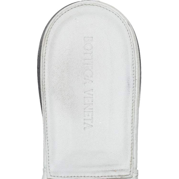 Pre Owned Bottega Veneta White Leather Lido Flat Slides Size 40