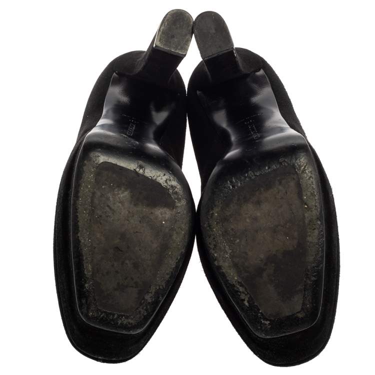 Pre Owned Bottega Veneta Black Suede Platform Ankle Booties Size 38