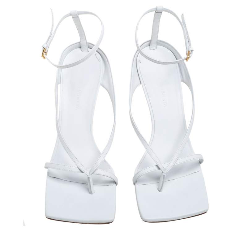Pre Owned Bottega Veneta White Leather Stretch Sandals Size 40