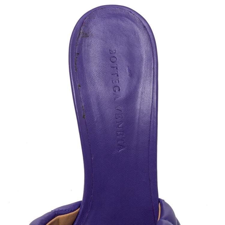 Pre Owned Bottega Veneta Purple Leather Padded Mule Sandals Size 38.5