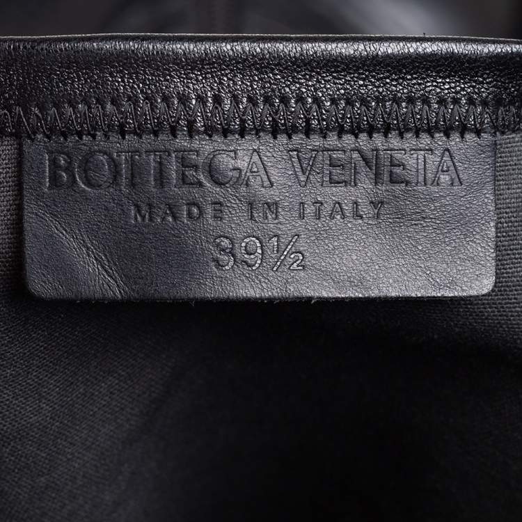 Pre Owned Bottega Veneta Black Leather Lug Sole Over The Knee Boots Size 39.5