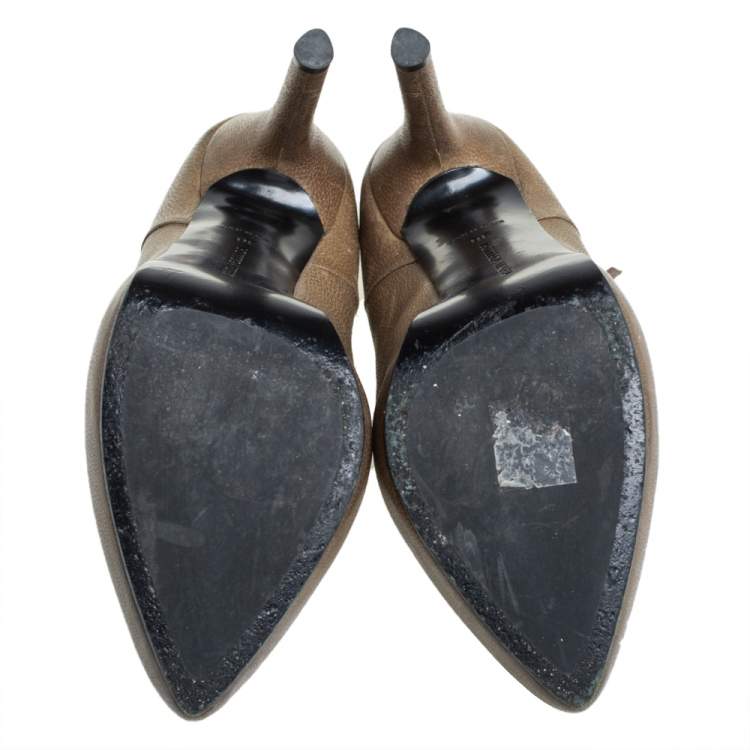 Pre Owned Bottega Veneta Brown Leather Mary Jane Platform Pumps Size 36