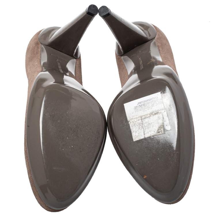 Pre Owned Bottega Veneta Brown Suede Round Toe Pumps Size 40