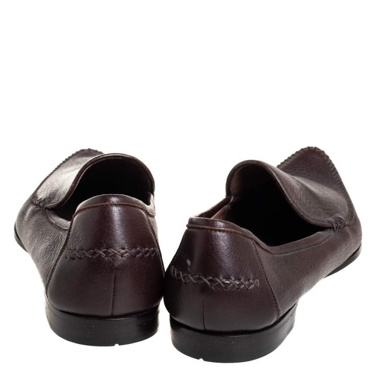 Pre Owned Bottega Veneta Brown Leather Pointed Toe Loafers Size 41